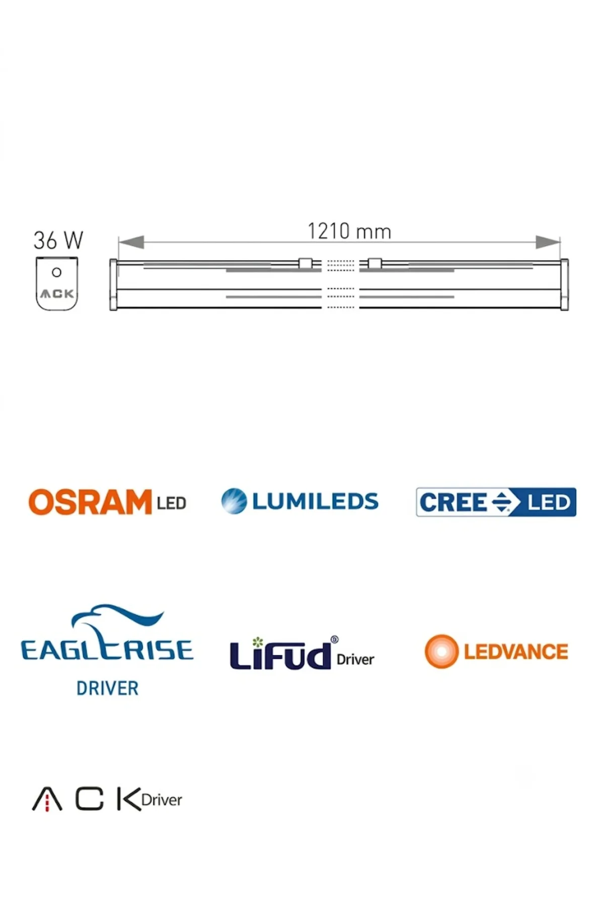 36W ETANJ BANT ARMATÜR IP65 6500K AT03-11230 - Görsel 2