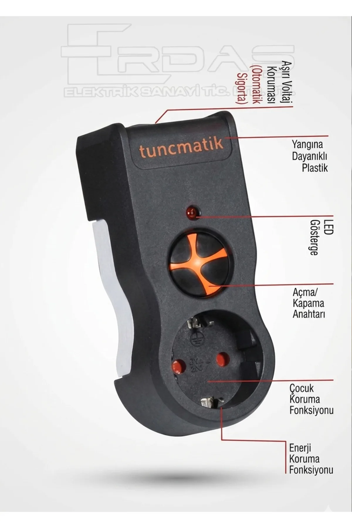 Tekli Akım Koruma Prizi 1050 Joule - Çocuk Kilitli - Görsel 2