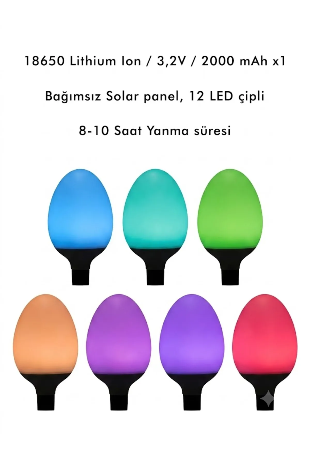 Solar PC LED Çim Armatürü RGB IP65 8W - Görsel 2