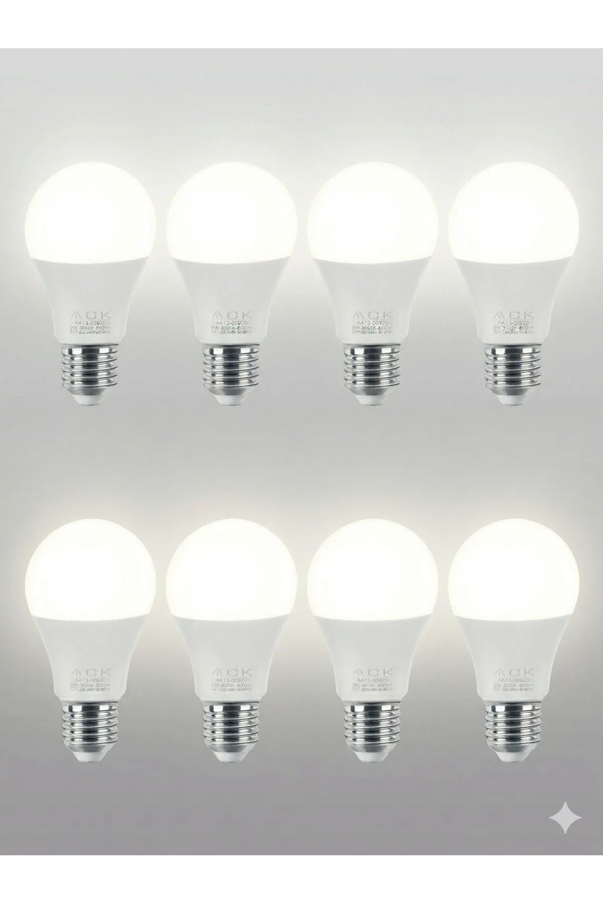 LED Ampul 9W E27 A60 4000K 8 Adet