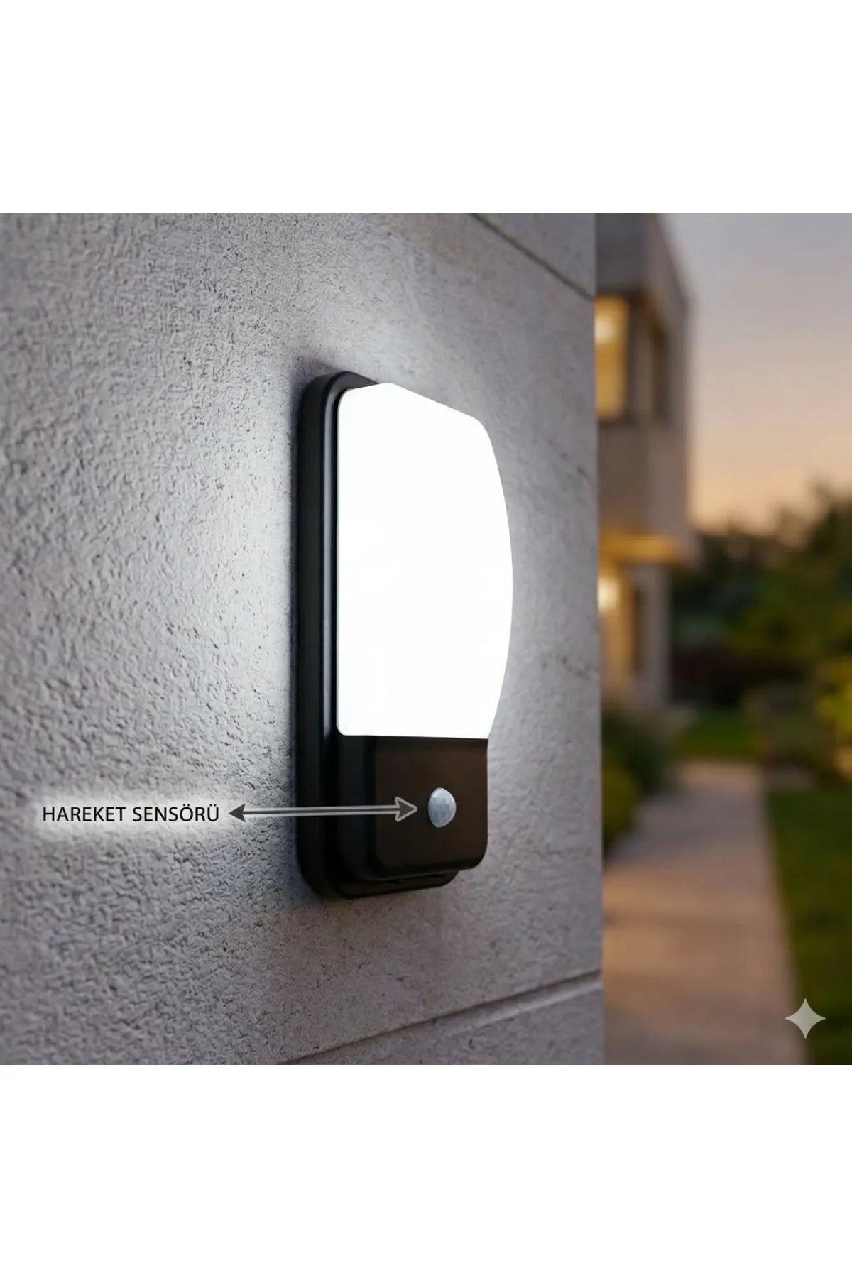 20W SENSÖRLÜ LED DUVAR APLİĞİ SİYAH 6500K IP65