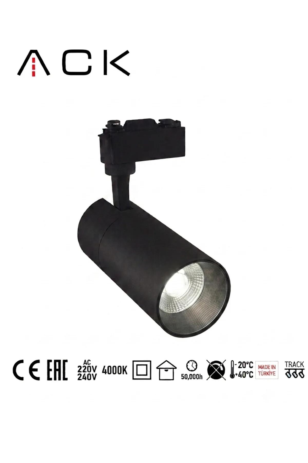 10W Alüminyum LED Ray Spot Armatür Siyah Kasa 4000k Sıcak Beyaz AD30-01011